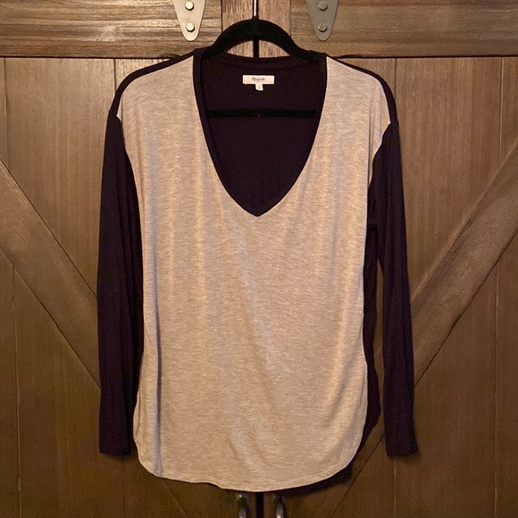 MADEWELL Anthem Color Block Long Sleeve V Neck Tee - Picture 2 of 5